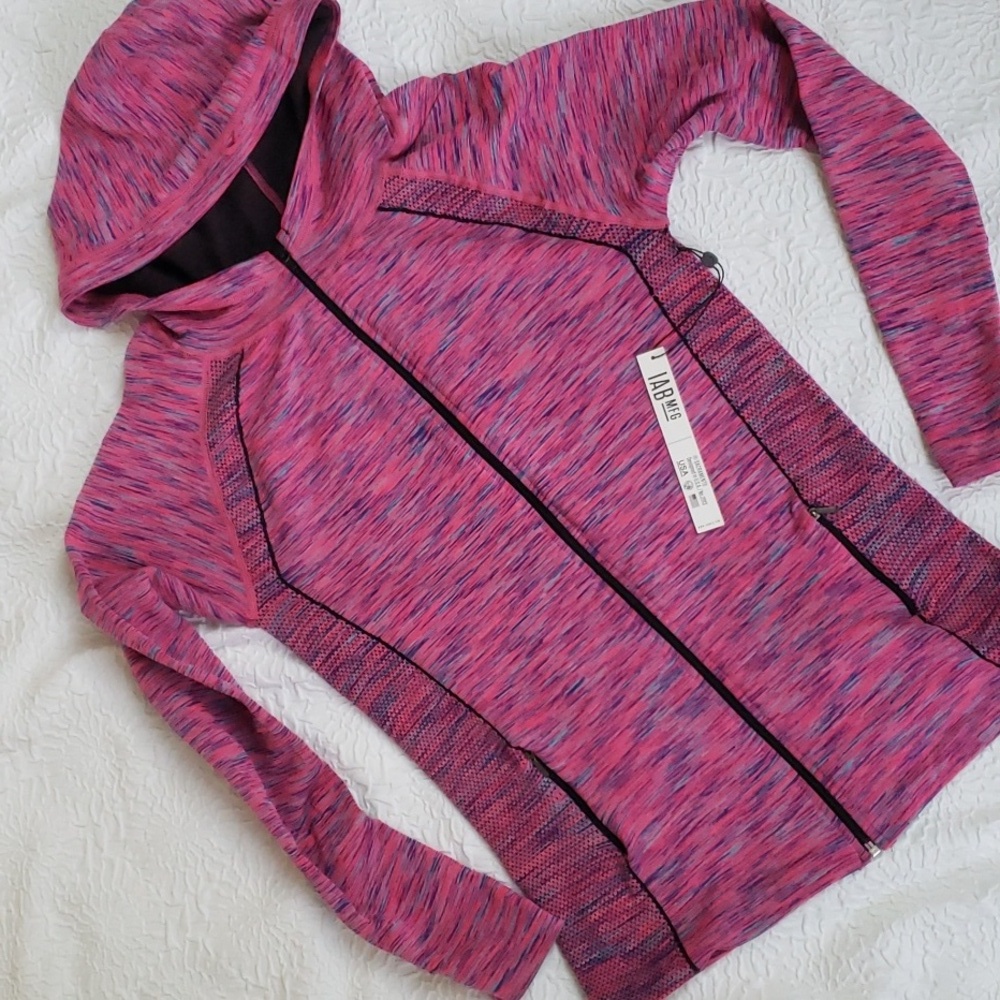 IAB MFG Pink Space Dye Contour Fitness Hoodie Zip Lightweight Jacket, Size Large